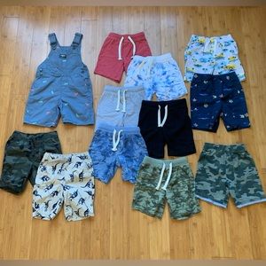 Toddler Boys Summer Shorts Set Spring Clothing Lot w/ Overalls Size 4T